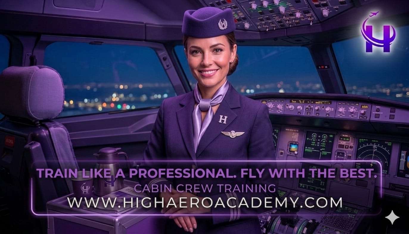 Cabin crew training students at High Aero Academy learning hospitality and safety